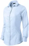 Levná dámská halenka s dlouhým rukávem slim fit, svetlo modrá