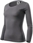 Levné dámské tričko s dlouhými rukávy, ocelovo sivá