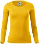 Levné dámské tričko s dlouhými rukávy, žlutá