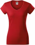 Levné dámské tričko s V-výstřihem zúžené, červená