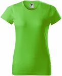 Levné dámské triko jednoduché, jablkově zelená