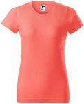 Levné dámské triko jednoduché, korálová