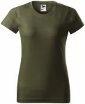 Levné dámské triko jednoduché, military