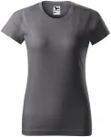 Levné dámské triko jednoduché, ocelovo sivá