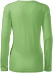 Levné dámské triko přiléhavé s dlouhým rukávem, hrášková zelená