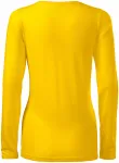Levné dámské triko přiléhavé s dlouhým rukávem, žlutá
