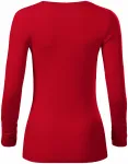 Levné dámské triko s dlouhými rukávy a hlubším výstřihem, formula red