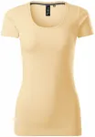Levné dámské triko s ozdobným prošitím, vanilková