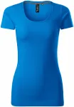 Levné dámské triko s ozdobným prošitím, snorkel blue