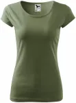 Levné dámské triko s velmi krátkým rukávem, khaki