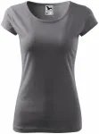 Levné dámské triko s velmi krátkým rukávem, ocelovo sivá