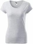 Levné dámské triko s velmi krátkým rukávem, světlešedý melír