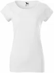 Levné dámské triko s vyhrnutými rukávy, bílá