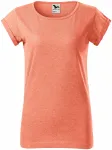Levné dámské triko s vyhrnutými rukávy, sunset melír