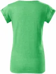 Levné dámské triko s vyhrnutými rukávy, zelený melír