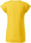 Levné dámské triko s vyhrnutými rukávy, žlutý melír
