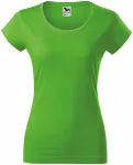 Levné dámské triko zúžené s kulatým výstřihem, jablkově zelená