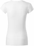 Levné dámské triko zúžené s kulatým výstřihem, bílá