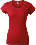 Levné dámské triko zúžené s kulatým výstřihem, červená