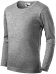 Levné dětské tričko s dlouhým rukávem, tmavěšedý melír