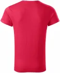 Levné pánské triko s vyhrnutými rukávy, červený melír